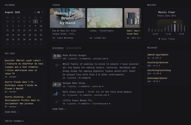 Glance dashboard Ma super page d accueil web grace à Glance