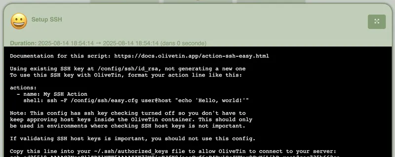 Instruction SSH OliveTin Instructions OliveTin pour le SSH